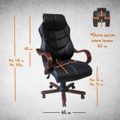 Arn Ahşap Makam Koltuğu Ofis Koltuğu Yönetici Koltuğu Müdür Koltuğu Oyuncu Koltuğu Baba Koltuğu - 3