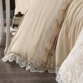 Clara Pamuksaten Dantelli Nevresim Takımı + Pike 7 Parça Set - 4