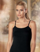 Trair İp Askılı Likralı Süprem Atlet Siyah MB214 - 1