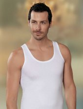 Trair Geniş Askılı Likralı Süprem Atlet Beyaz ME066 - 1