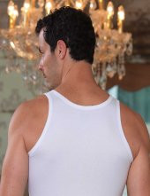 Trair Geniş Askılı Likralı Süprem Atlet Beyaz ME066 - 2