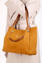 Soobepark Elisa Kadın Süet Omuz Çantası Hardal - 1