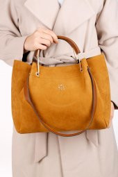 Soobepark Elisa Kadın Süet Omuz Çantası Hardal - 2