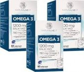 NaturalNest Omega 3 Takviye Gıda Balık Yağı 1200 mg 60 Kapsül 3 Kutu - 1