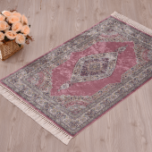 İpek Görünümlü Lüks Seccade Mekke Pembe - 1