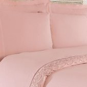 Çift Kişilik Nevresim Takımı/Seti 4 Yastık Kılıflı Bediz Pudra  100 Cotton/Pamuk Big Ssize/Büyük Beden Terletmez Solmaz - 2