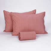 Çift Kişilik Lastikli Çarşaf Takımı Pudra - 1