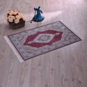 İpek Görünümlü Lüks  Seccade Mekke Kırmızı - 1