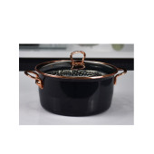 Gizem Emaye 22 cm 3,7 Litre Fritöz / Cips Tenceresi / Kızartma Tenceresi / Krom Kulplu / Koyu Füme - 1