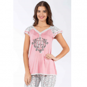 Bermuda Pijama Takım Pembe (M) - 2