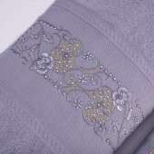 Melisa 4 Parça Nakışlı Antrasit Hamam Seti - 2