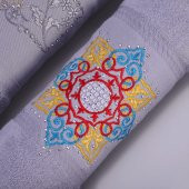 Melisa 4 Parça Nakışlı Antrasit Hamam Seti - 3