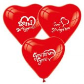 Seni Seviyorum Baskılı Kalp Balon 12 inch 10 Adet - 1