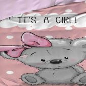 Bebek/Baby Its A Girl Ayıcık  100 Pamuk/Cotton Pembe Kız  Nevresim Takımı/Seti Yumuşak 2 Yatık Kılıflı 3D Baskılı - 2