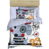 Bebek/Baby Dog  100 Pamuk/Cotton Gri Unisex/Erkek Nevresim Takımı/Seti Yumuşak 2 Yatık Kılıflı 3D Baskılı - 1