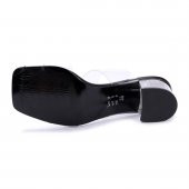 Ayakland 6470-06 Cilt Şeffaf 7 Cm Topuklu Kadın Sandalet Ayakkabı Siyah - 6