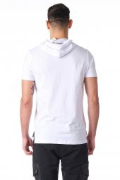 Kapüşonlu Deri Cepli Erkek Tshirt - 8