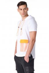 Kapüşonku Renkli Cep Detaylı Erkek Tshirt - 3