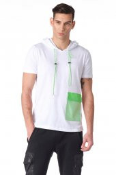 Kapüşonku Renkli Cep Detaylı Erkek Tshirt - 6
