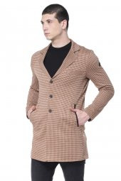 CEKMON Erkek Ekoseli Kareli Uzun İnce Astarsız Ceket - 2