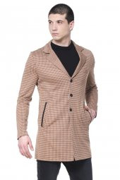 CEKMON Erkek Ekoseli Kareli Uzun İnce Astarsız Ceket - 3