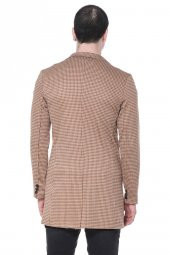 CEKMON Erkek Ekoseli Kareli Uzun İnce Astarsız Ceket - 4