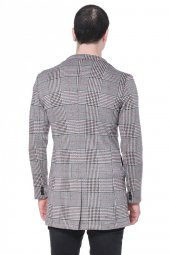 CEKMON Erkek Ekoseli Kareli Uzun İnce Astarsız Ceket - 9