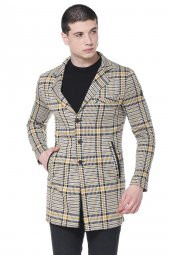 CEKMON Erkek Ekoseli Kareli Uzun İnce Astarsız Ceket - 10