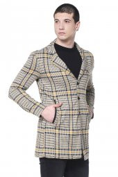 CEKMON Erkek Ekoseli Kareli Uzun İnce Astarsız Ceket - 11