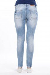 Blue White Yırtık Açık Kadın Jean Pantolon - 4