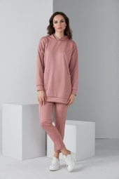 CEPLİ KAPŞONLU EŞOFMAN TAKIM PUDRA 1007 - 1