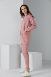 CEPLİ KAPŞONLU EŞOFMAN TAKIM PUDRA 1007 - 2