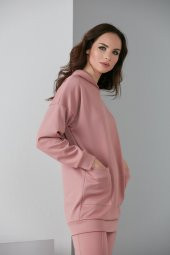 CEPLİ KAPŞONLU EŞOFMAN TAKIM PUDRA 1007 - 3