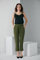 LASTİKLİ KUŞAKLI PANTOLON HAKİ 4013 - 1