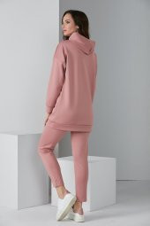 CEPLİ KAPŞONLU EŞOFMAN TAKIM PUDRA 1007 - 4