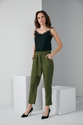LASTİKLİ KUŞAKLI PANTOLON HAKİ 4013 - 2