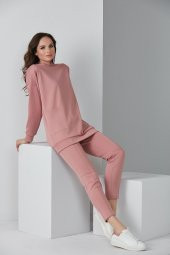 CEPLİ KAPŞONLU EŞOFMAN TAKIM PUDRA 1007 - 5