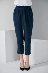 LASTİKLİ KUŞAKLI PANTOLON LACİVERT 4013 - 3
