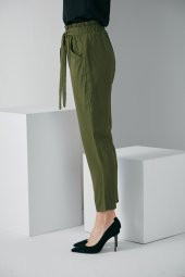 LASTİKLİ KUŞAKLI PANTOLON HAKİ 4013 - 4