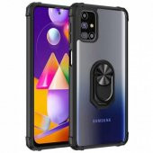 Galaxy M51 Kılıf Kenarları Renkli Antişok Şeffaf Yüzüklü - 1
