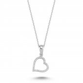 925 Ayar Gümüş Kalp lüks Kolye - 1