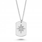 925 Ayar Gümüş Gümüş Taşlı Kutup Yıldızı Kolye - 1