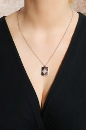 925 Ayar Gümüş Gümüş Taşlı Kutup Yıldızı Kolye - 3