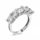 925 Ayar Gümüş Svarovski Beş Taş Alyans 2.00 Ct V - 3