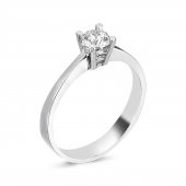 925 Ayar Gümüş Swarovski Tek Taş Yüzük 0.30 Ct. - 4