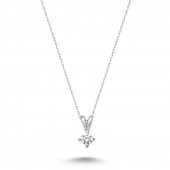 925 Ayar Gümüş Swarovski Dört Tırnaklı Çapraz Kolye - 1