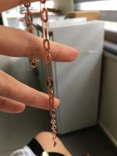 925 Ayar Gümüş Rose Kalın Ataç Bileklik - 6