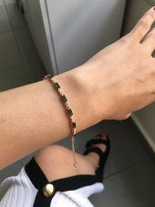 925 Ayar Gümüş Baget Taşlı Rose Bileklik - 5