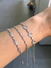 925 Ayar Gümüş Fil Motifli Taşlı Bileklik - 6