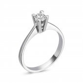 925 Ayar Gümüş Swarovski Tek Taş Yüzük 0.20 Ct - 1